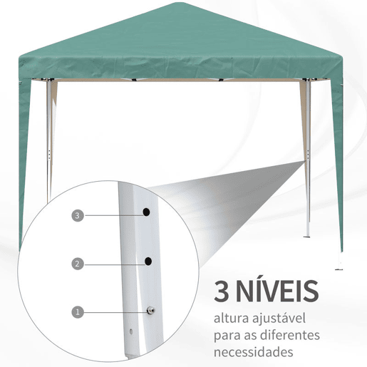 Outsunny Tenda Dobrável 295x295x255 cm com Bolsa de Transporte Altura Ajustável Anti-UV e Impermeável para Terraço Pátio e Praia Verde Outsunny Tenda Dobrável 295x295x255 cm com Bolsa de Transporte Altura Ajustável Anti-UV e Impermeável para Terraço Pátio e Praia Verde