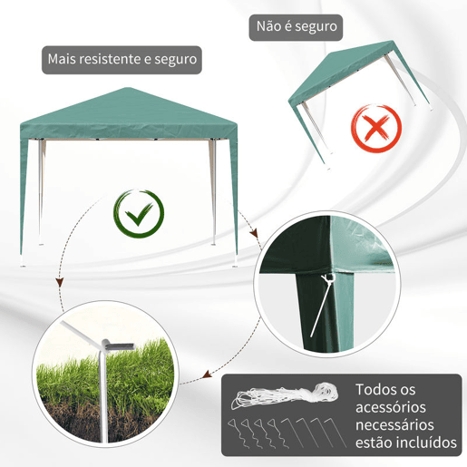 Outsunny Tenda Dobrável 295x295x255 cm com Bolsa de Transporte Altura Ajustável Anti-UV e Impermeável para Terraço Pátio e Praia Verde Outsunny Tenda Dobrável 295x295x255 cm com Bolsa de Transporte Altura Ajustável Anti-UV e Impermeável para Terraço Pátio e Praia Verde