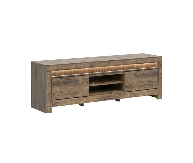 Mueble TV 2 puertas 2 compartimientos 180 cm LED incluido Amaury Madera