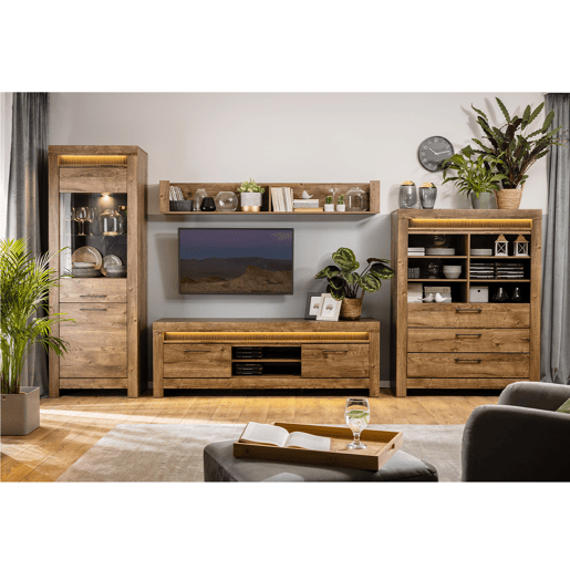 Móvel TV 2 portas 2 nichos 180 cm LED incluído Amaury Madeira