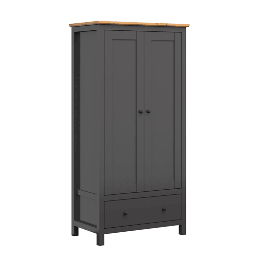 Roupeiro Duck 2 portas 1 gaveta Cinzento antracite e Madeira