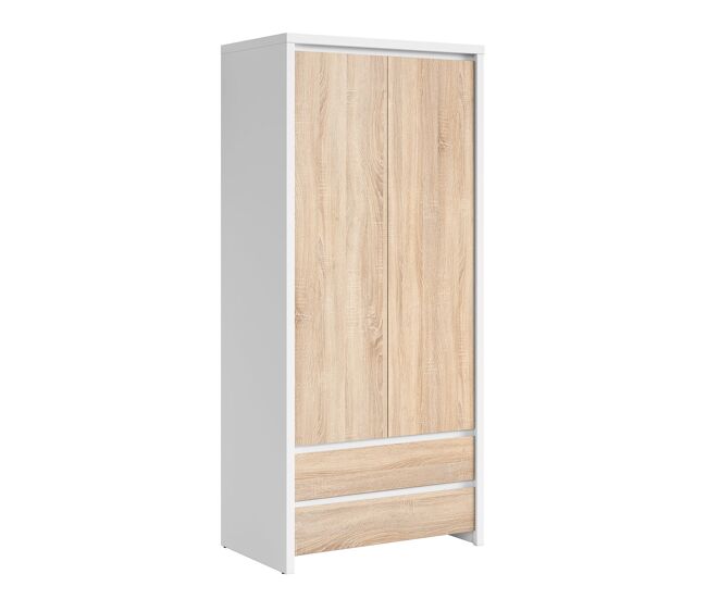 Armario 2 puertas 2 cajones soren blanco y madera