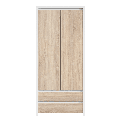 Roupeiro de 2 portas 2 gavetas Soren Branco e Madeira