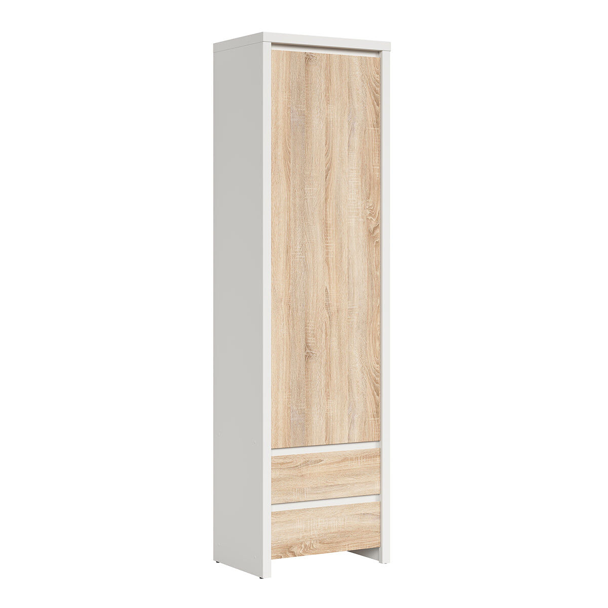 Armario columna 1 puerta 2 cajones Soren 56 Natural/ Blanco