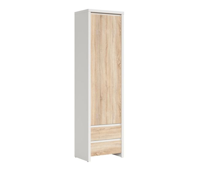 Armario columna 1 puerta y 2 cajones soren blanco y madera