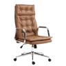Silla de oficina Sotira de cuero genuino Cuero auténtico Marrón claro 65X60X111 cm