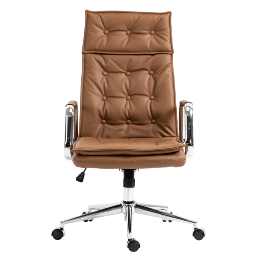 Silla de oficina Sotira de cuero genuino Cuero auténtico Marrón claro 65X60X111 cm