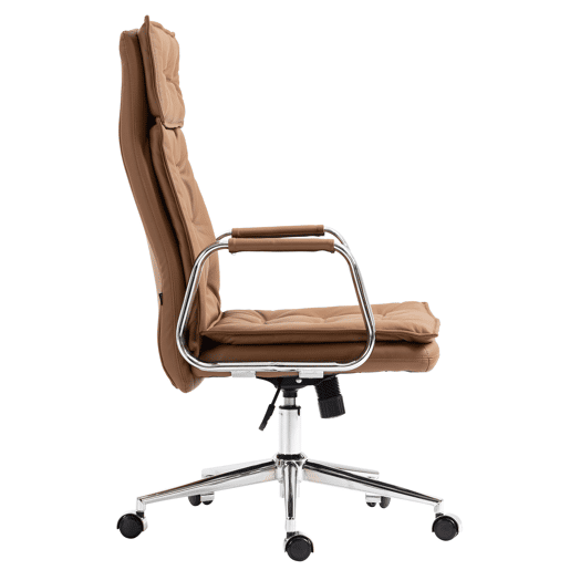 Silla de oficina Sotira de cuero genuino Cuero auténtico Marrón claro 65X60X111 cm