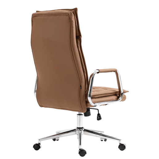 Silla de oficina Sotira de cuero genuino Cuero auténtico Marrón claro 65X60X111 cm