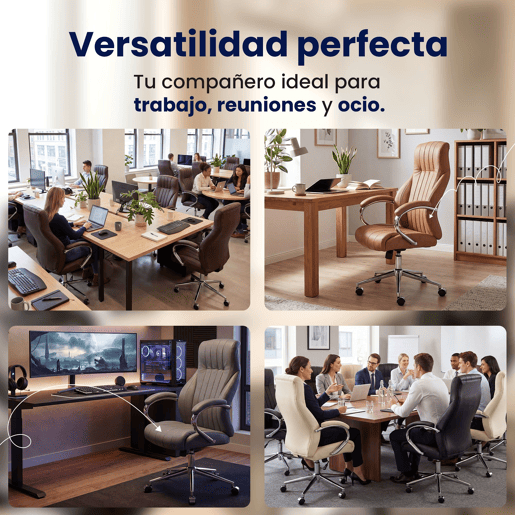 Silla de oficina Wigan Cuero auténtico Marrón 76X73X120 cm