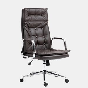 Silla de oficina Sotira de cuero genuino Cuero auténtico Marrón 65X60X111 cm