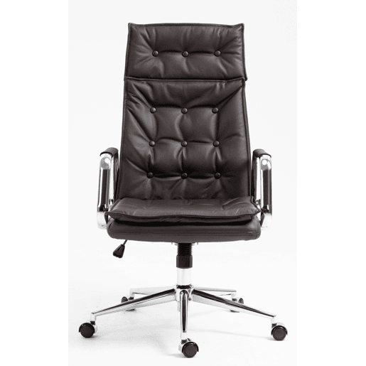 Silla de oficina Sotira de cuero genuino Cuero auténtico Marrón 65X60X111 cm