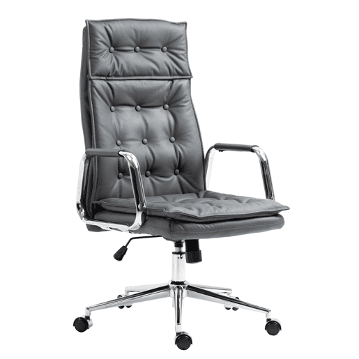 Silla de oficina Sotira de cuero genuino Cuero auténtico Gris 65X60X111 cm