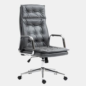 Silla de oficina Sotira de cuero genuino Cuero auténtico Gris 65X60X111 cm