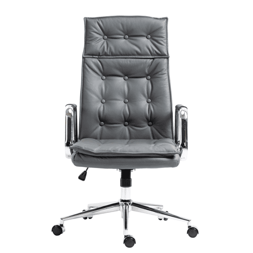 Silla de oficina Sotira de cuero genuino Cuero auténtico Gris 65X60X111 cm
