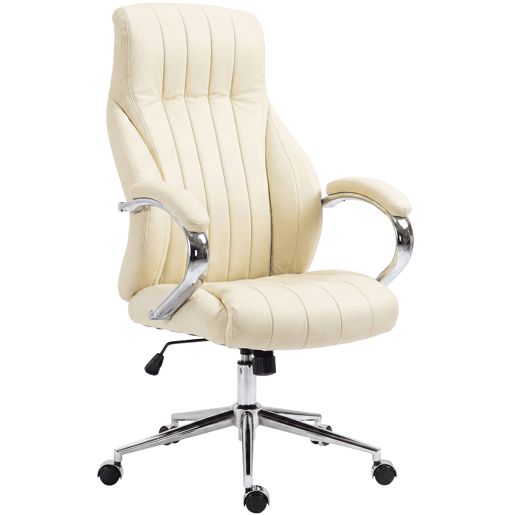 Silla de oficina Wigan Cuero auténtico Crema 76X73X120 cm