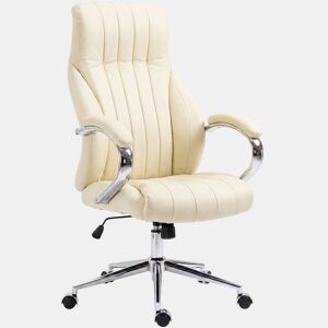Silla de oficina Wigan Cuero auténtico Crema 76X73X120 cm