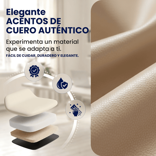 Silla de oficina Wigan Cuero auténtico Crema 76X73X120 cm