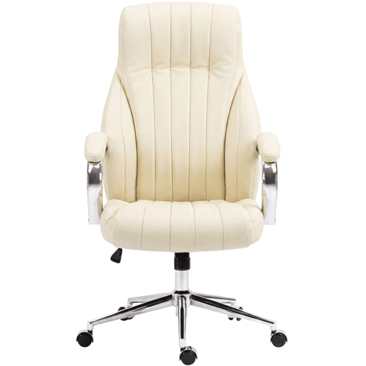 Silla de oficina Wigan Cuero auténtico Crema 76X73X120 cm