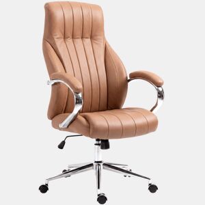 Silla de oficina Wigan Cuero auténtico Marrón claro 76X73X120 cm