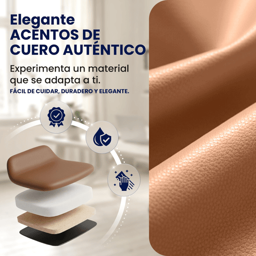 Silla de oficina Wigan Cuero auténtico Marrón claro 76X73X120 cm