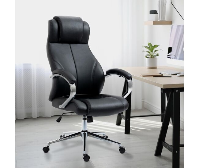 Silla de oficina salford en cuero auténtico 120x64x79 cm