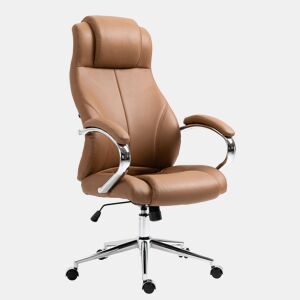 Silla de oficina Salford de cuero auténtico Marrón claro 79X64X120 cm