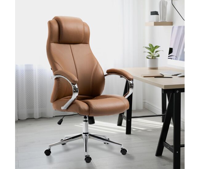 Silla de oficina salford en cuero auténtico 120x64x79 cm