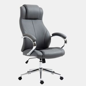 Silla de oficina Salford de cuero auténtico Gris 79X64X120 cm