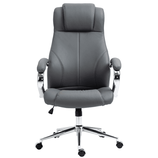 Silla de oficina Salford de cuero auténtico Gris 79X64X120 cm