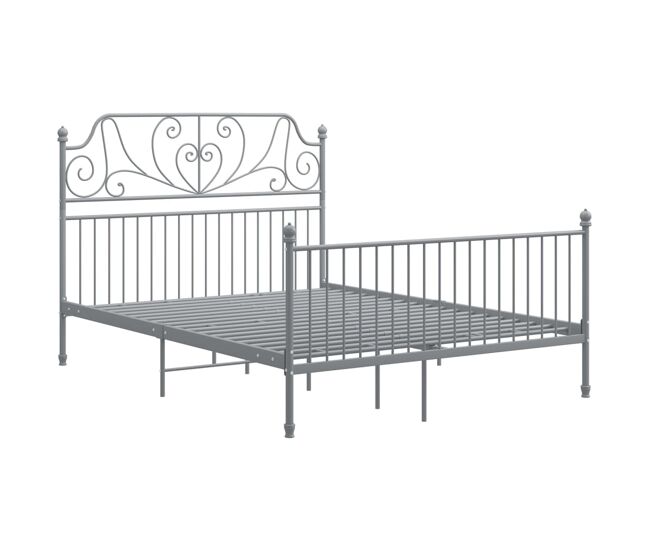 Estructura de cama de metal gris 140x200 cm