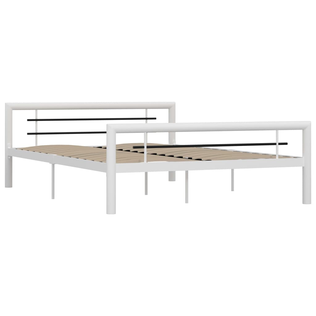 Estructura de cama de metal blanco y negro 160x200 cm