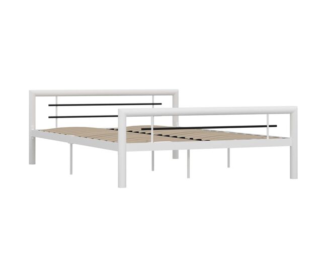 Estructura de cama de metal blanco y negro 160x200 cm