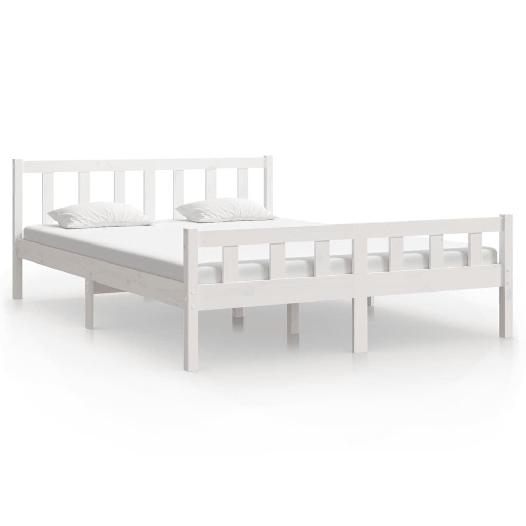 estructura de cama king size madera maciza blanco 150x200 cm