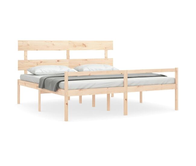 Estructura de cama con cabecero madera maciza 200x200 cm alto