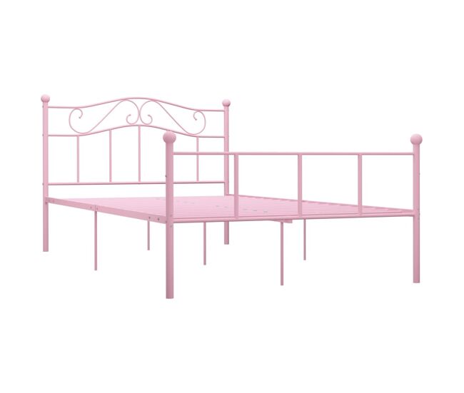 Estructura de cama de metal rosa 140x200 cm