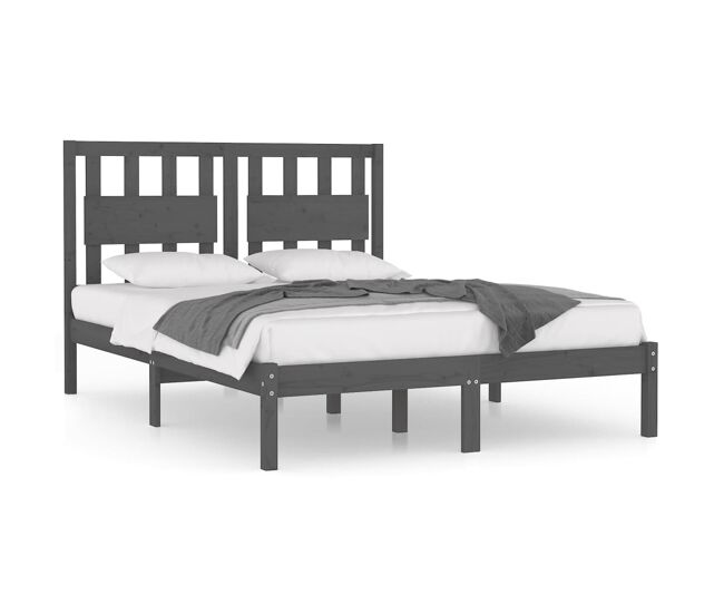 Estructura de cama de madera maciza de pino gris 200x200 cm