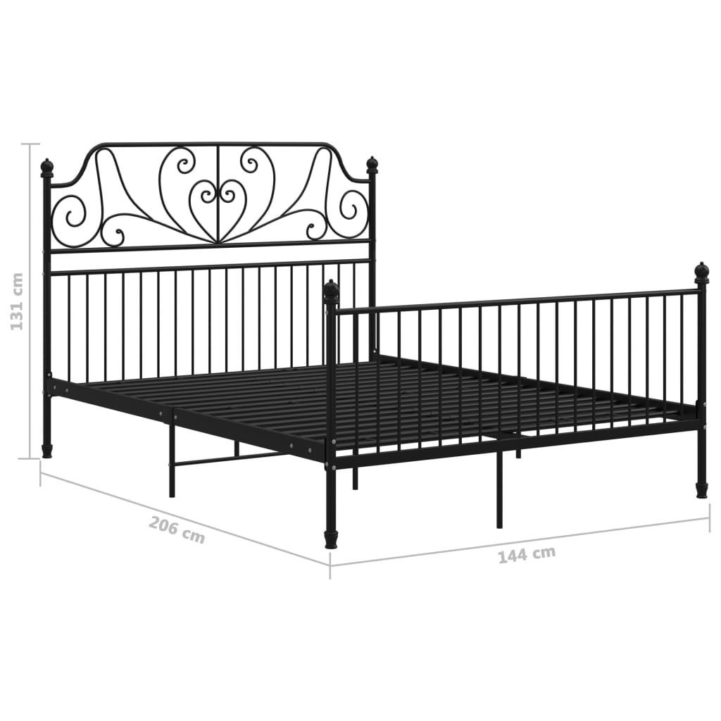 Estructura de cama de metal negra 140x200 cm