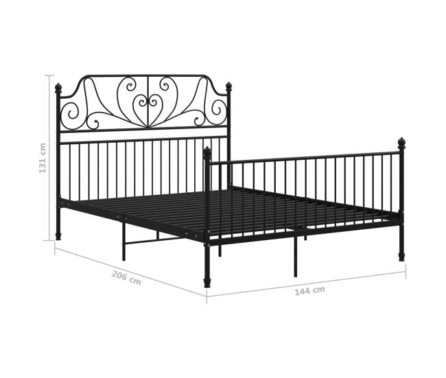 Estructura de cama de metal negra 140x200 cm