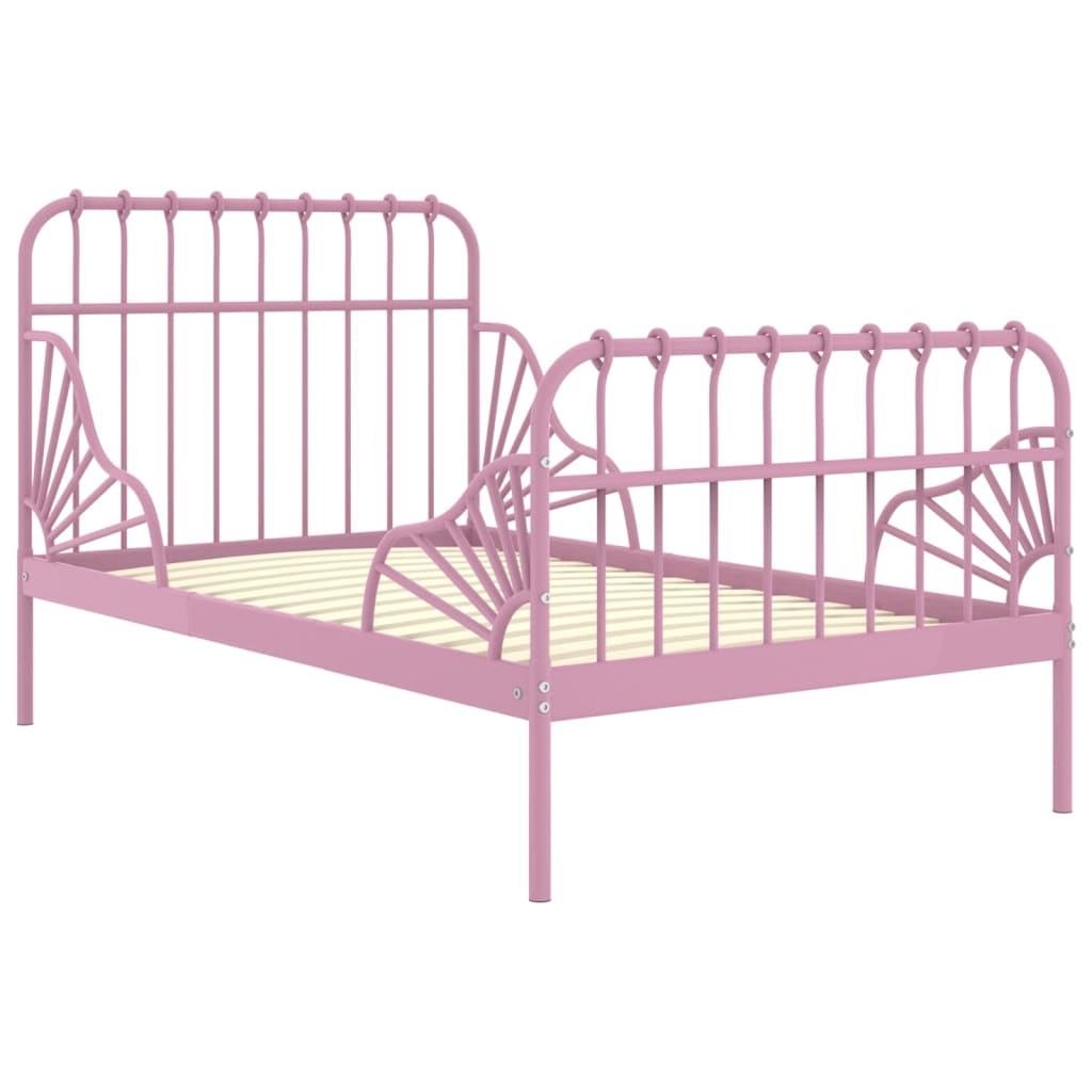 Estructura de cama extensible de metal 130x200 Rosa