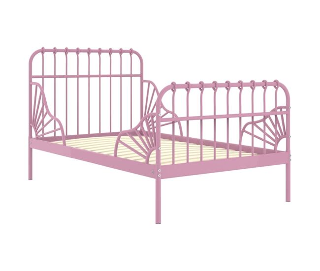 Estructura de cama extensible metal rosa 80x130/200 cm