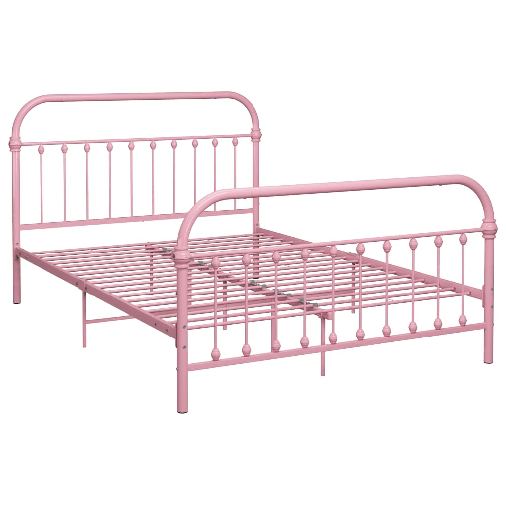 Estructura de cama de metal rosa 140x200 cm