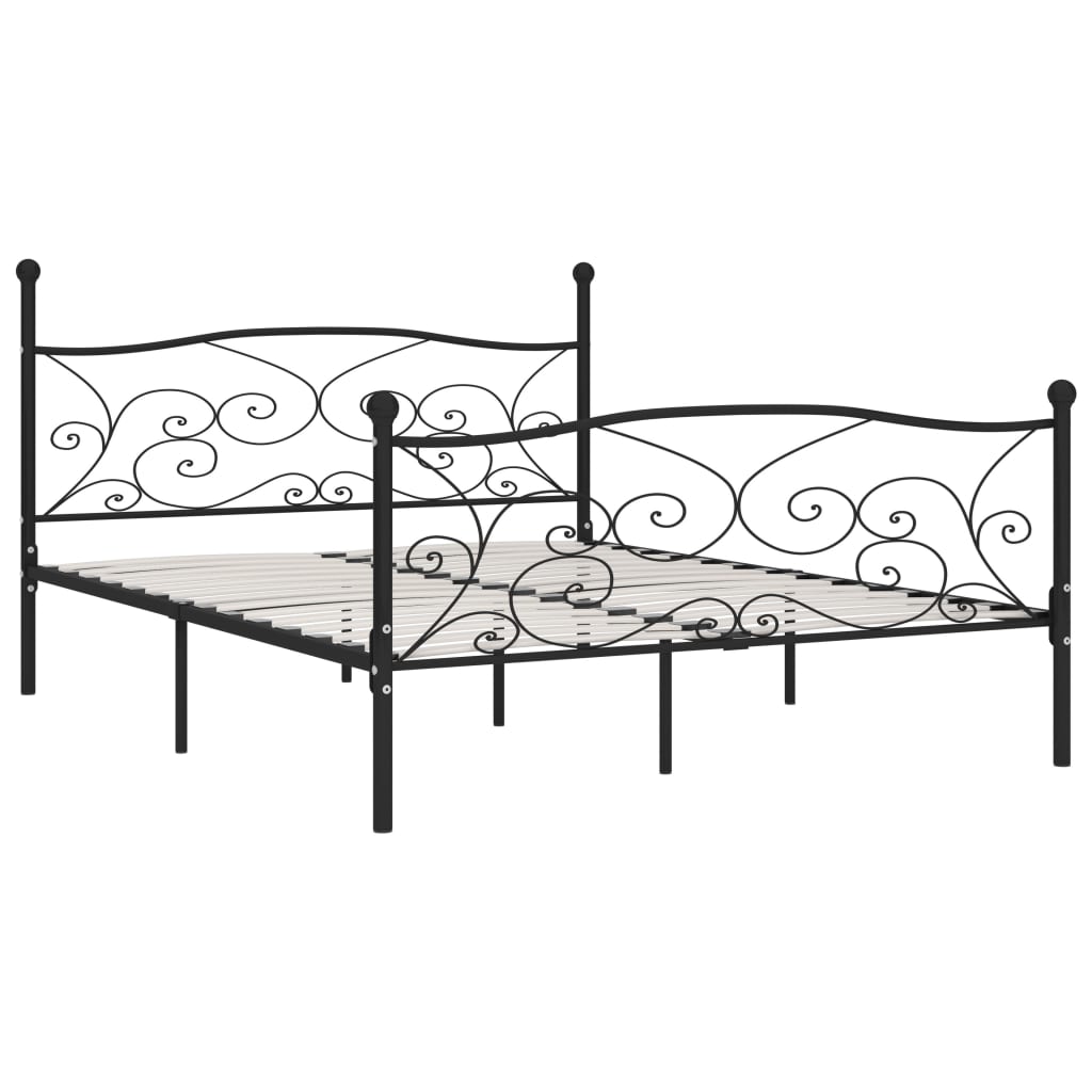 estructura de cama con somier metal negro 180x200 cm