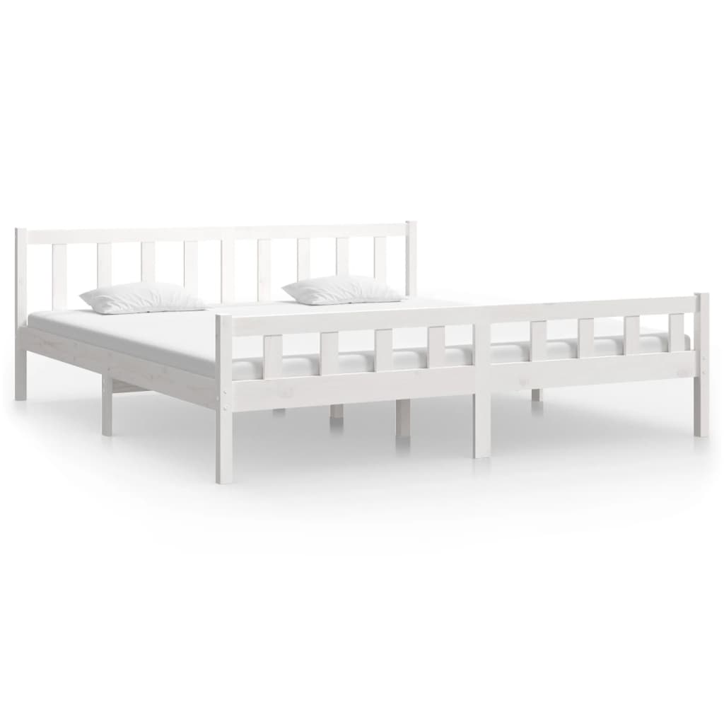Estructura de cama de madera maciza blanca 160x200 cm