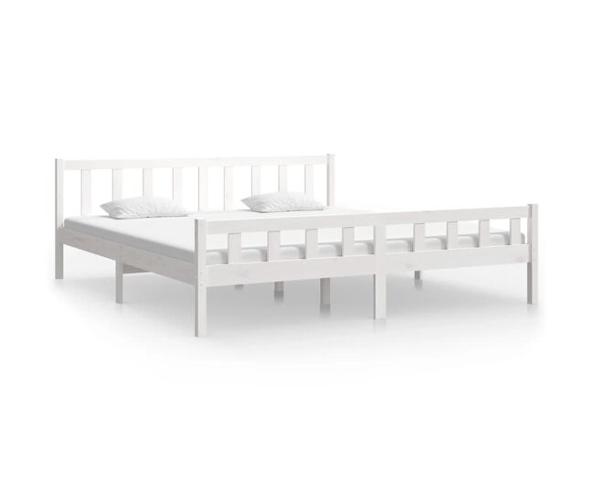 Estructura de cama de madera maciza blanca 160x200 cm