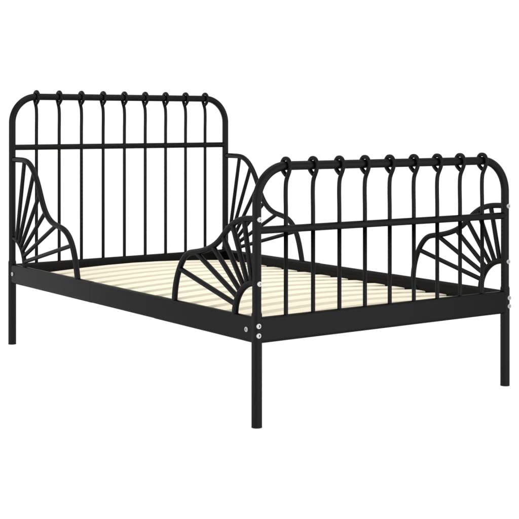Estructura de cama extensible de metal 130x200 Negro