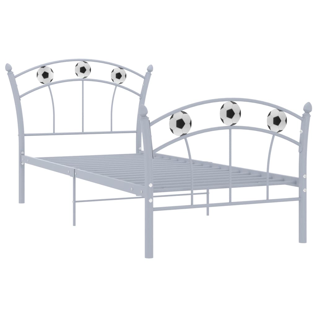 Estructura de cama con diseño de fútbol metal gris 90x200 cm
