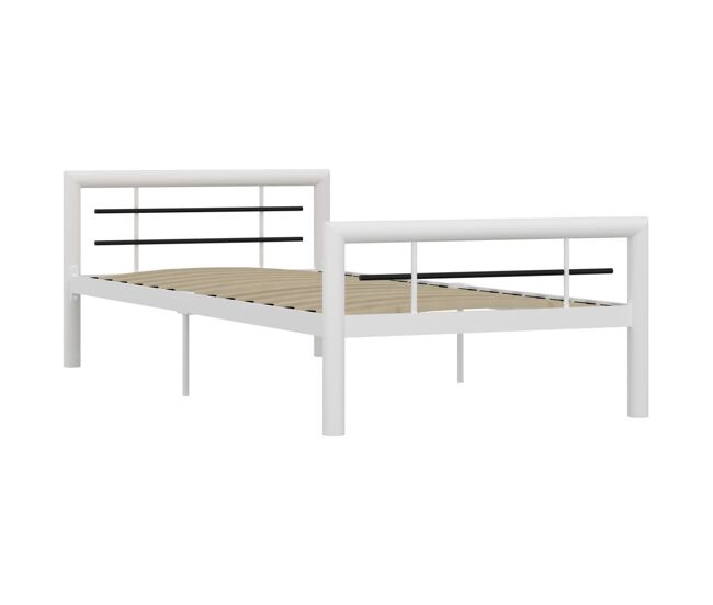 Estructura de cama de metal blanco y negro 100x200 cm