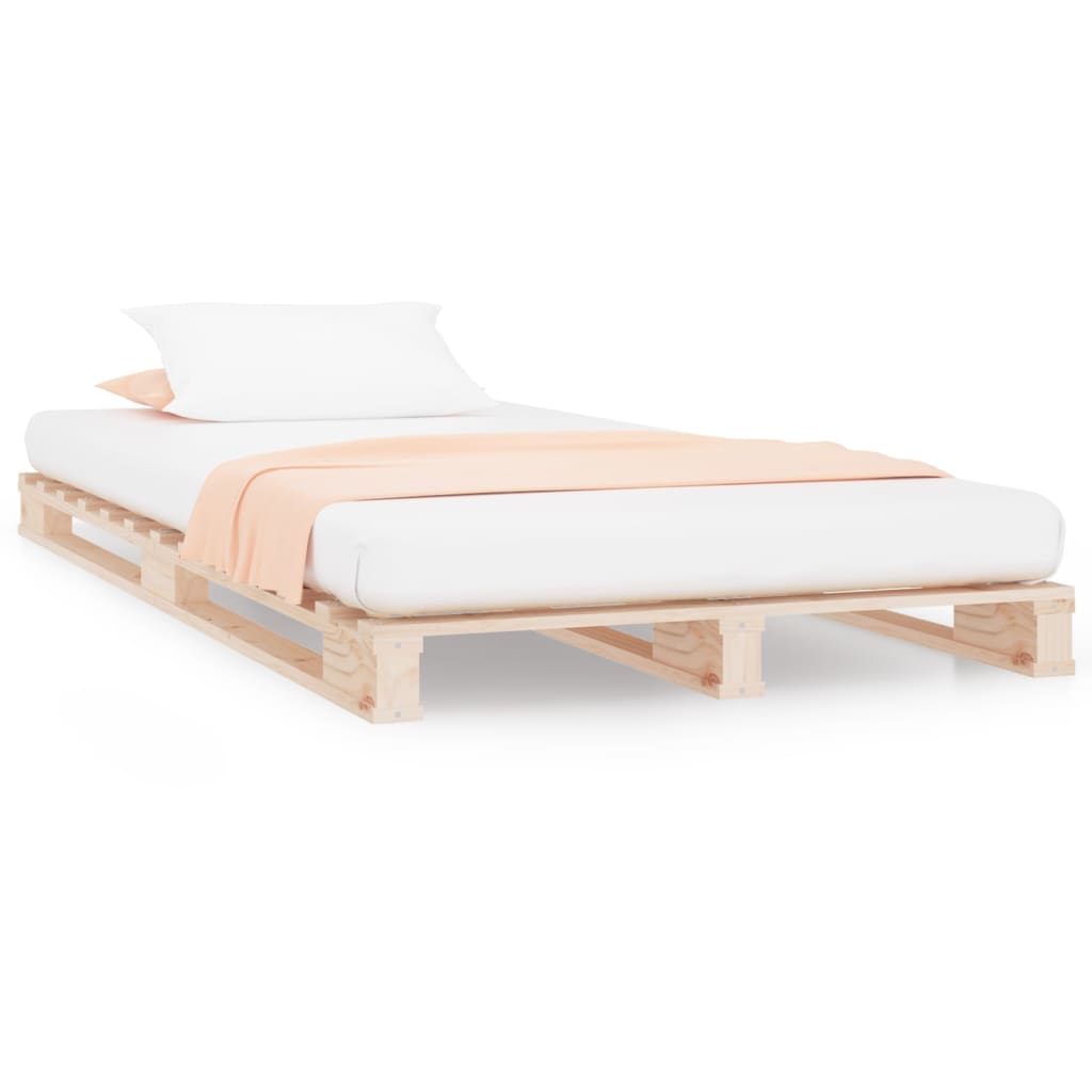 Cama de palets de madera maciza de pino 75x190 cm