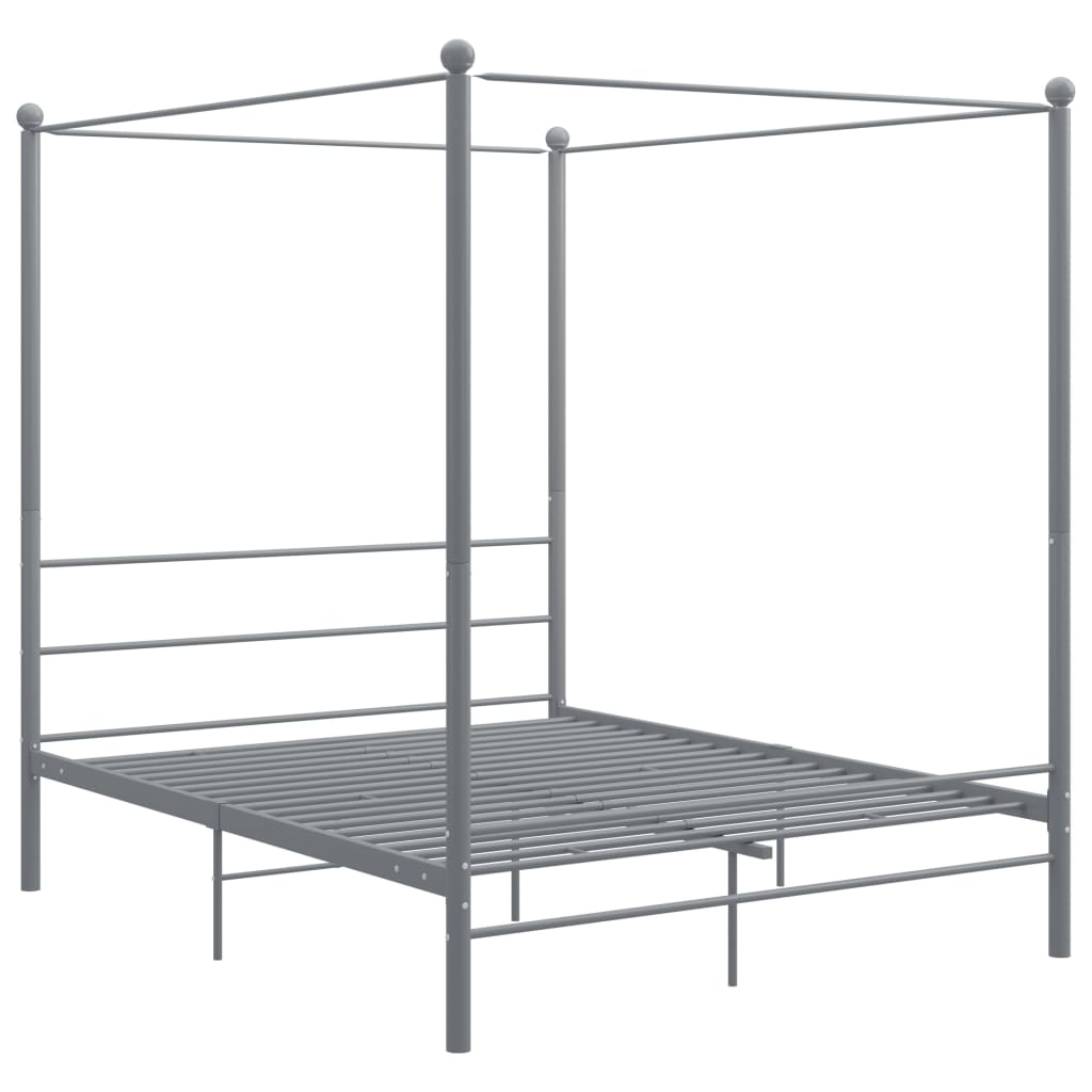 Estructura de cama con dosel metal gris 160x200 cm